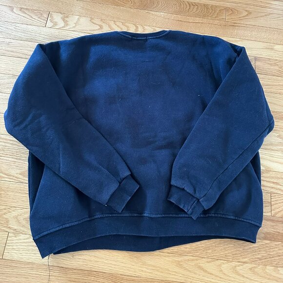 YesStyle Embroidered Loose-Fit Sweatshirt with Pocket - Navy Blue - One Size - Picture 2 of 2